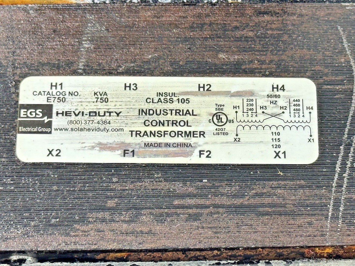EGS - E750 - INDUSTRIAL CONTROL TRANSFORMER - KVA .750, 50/60HZ WITH FUSES2