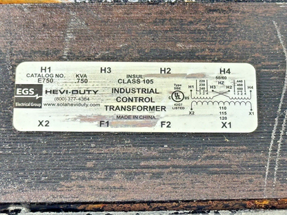 EGS - E750 - INDUSTRIAL CONTROL TRANSFORMER - KVA .750, 50/60HZ WITH FUSES2