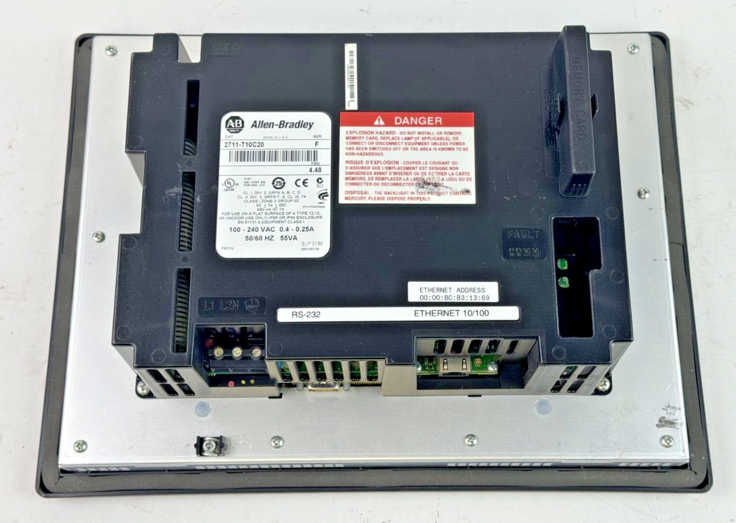ALLEN-BRADLEY - 2711-T10C20 SER. F/ FRN 4.48 - PANELVIEW 1000 ASSEMBLED TERM2