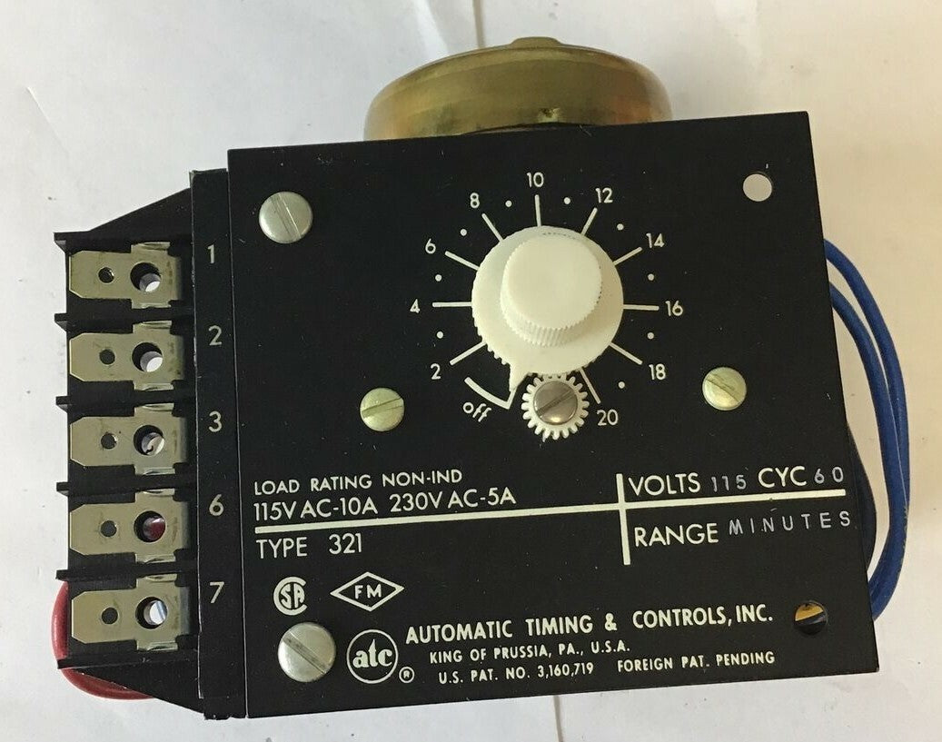 ATC 321B-050-A-01T1XX TIME DELAY RELAY 115VOLT 60CYC TYPE 3212