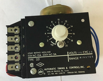ATC 321B-050-A-01T1XX TIME DELAY RELAY 115VOLT 60CYC TYPE 3212