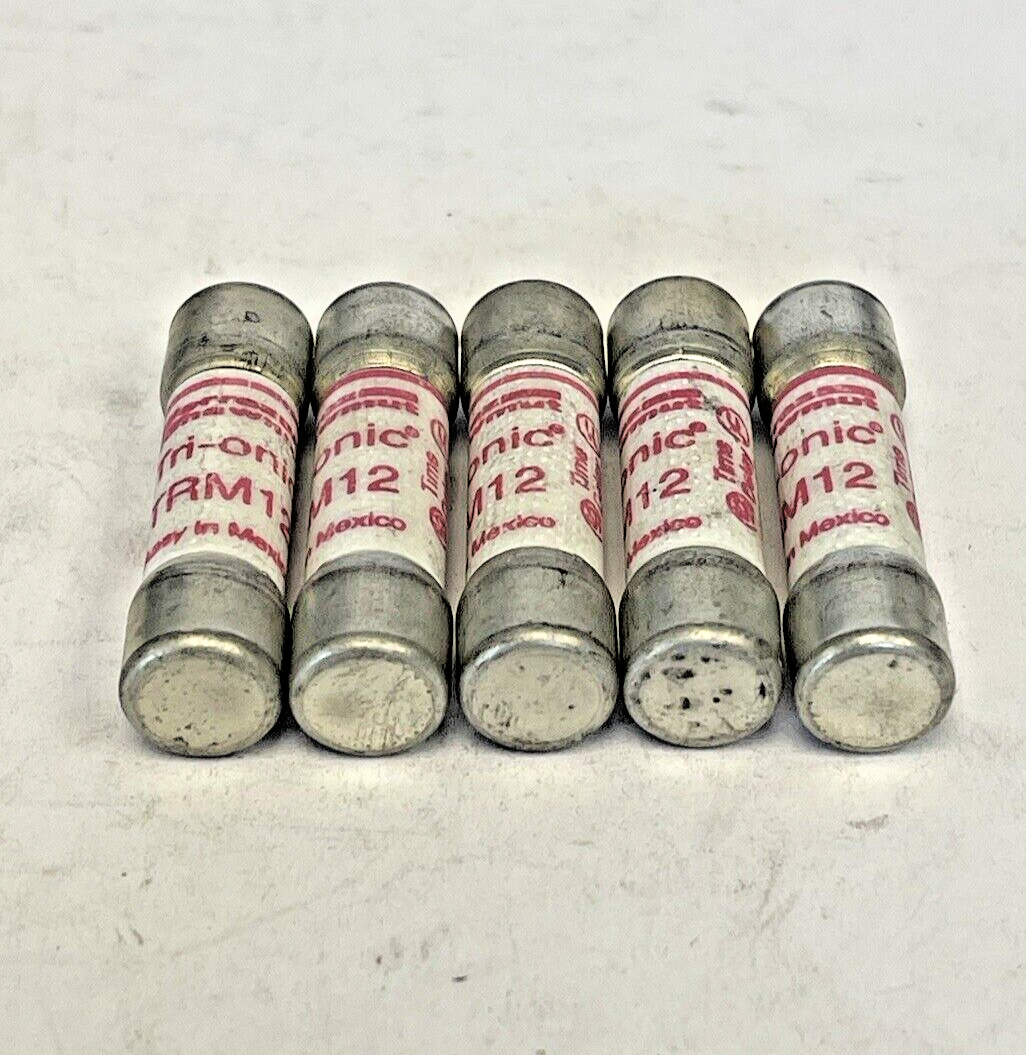 FERRAZ SHAWMUT *LOT OF 5* - TRM12 - 12 AMP, 250 VAC, TIME-DELAY, TRI-ONIC FUSES1