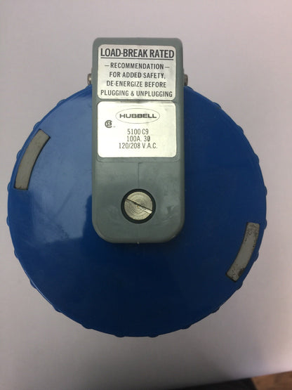 HUBBELL 5100C9 PIN & SLEEVE DEVICE CONNECTOR 100A 120/208VAC 4 POLE 5 WIRE  2