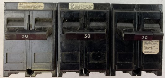 MURRAY / CROUSE-HINDS MP230 CIRCUIT BREAKER 30AMP 2POLE 120/240VAC (LOT OF 3)0