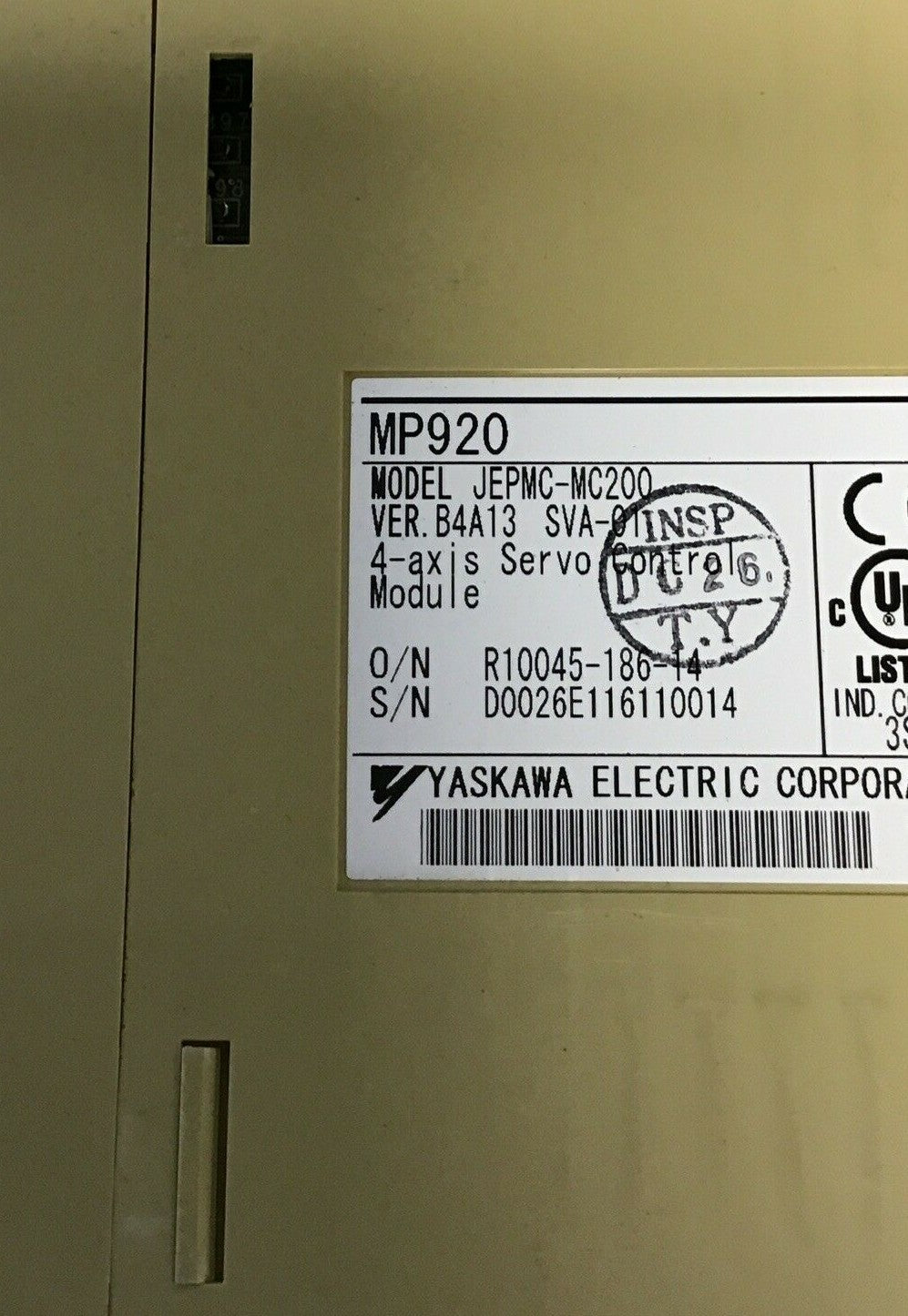 YASKAWA MP920 SVA-01 / JEPMC-MC200 MOTION MODULE for MP920 MACHINE CONTROLLER6