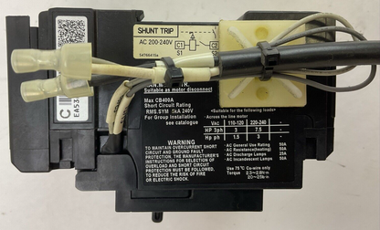 FUJI EA53AC FA AUTO BREAKER 50A 3POLE WITH SHUNT TRIP 200-240VAC2