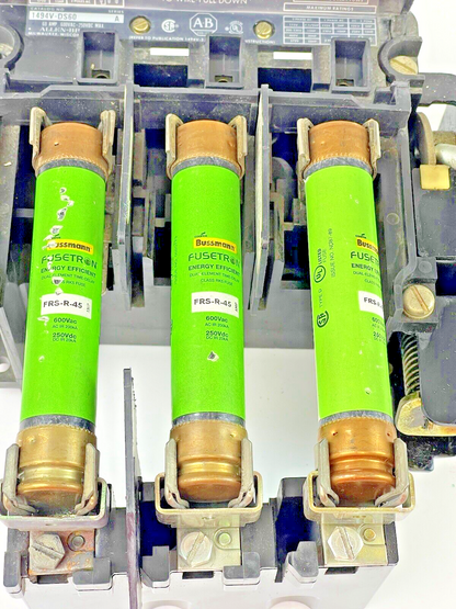FUSETRON - FRS-R-45 (LOT OF 3) -600VAC 45A FUSES WITH ALLEN BRADLEY 1494V-DS60 A1