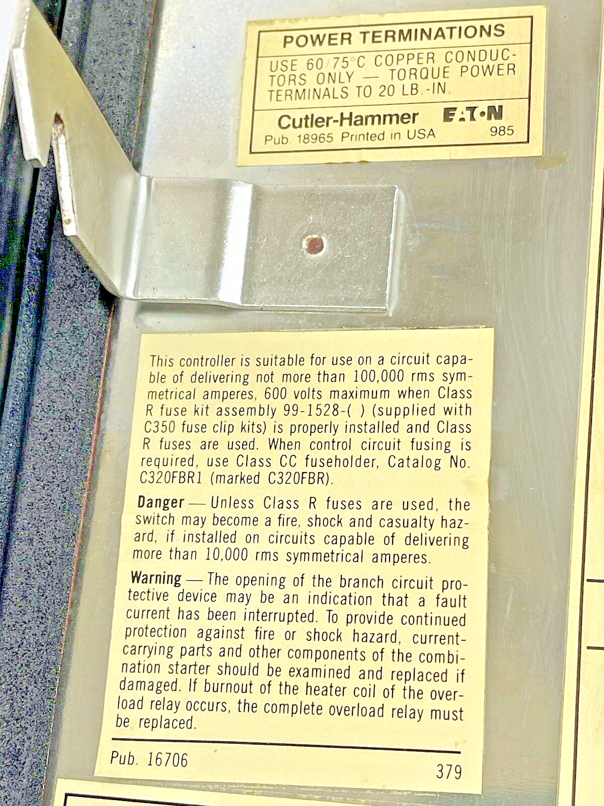 CUTLER HAMMER - A30CWA0 A2- COMBINATION MOTOR STARTER WITH MOTOR CIRCUIT SWITCH4