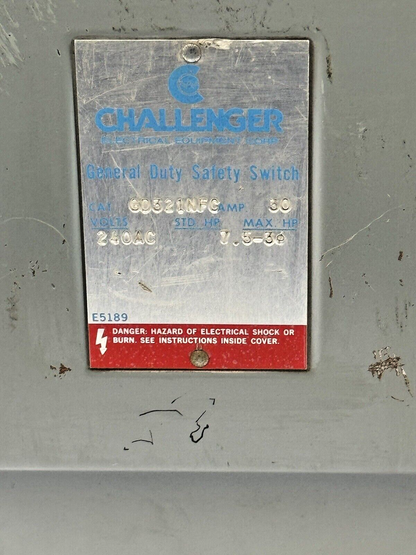CHALLENGER - GD321NFC - SAFETY SWITCH - 30A/ 240VAC/ 3 POLE/ TYPE 12