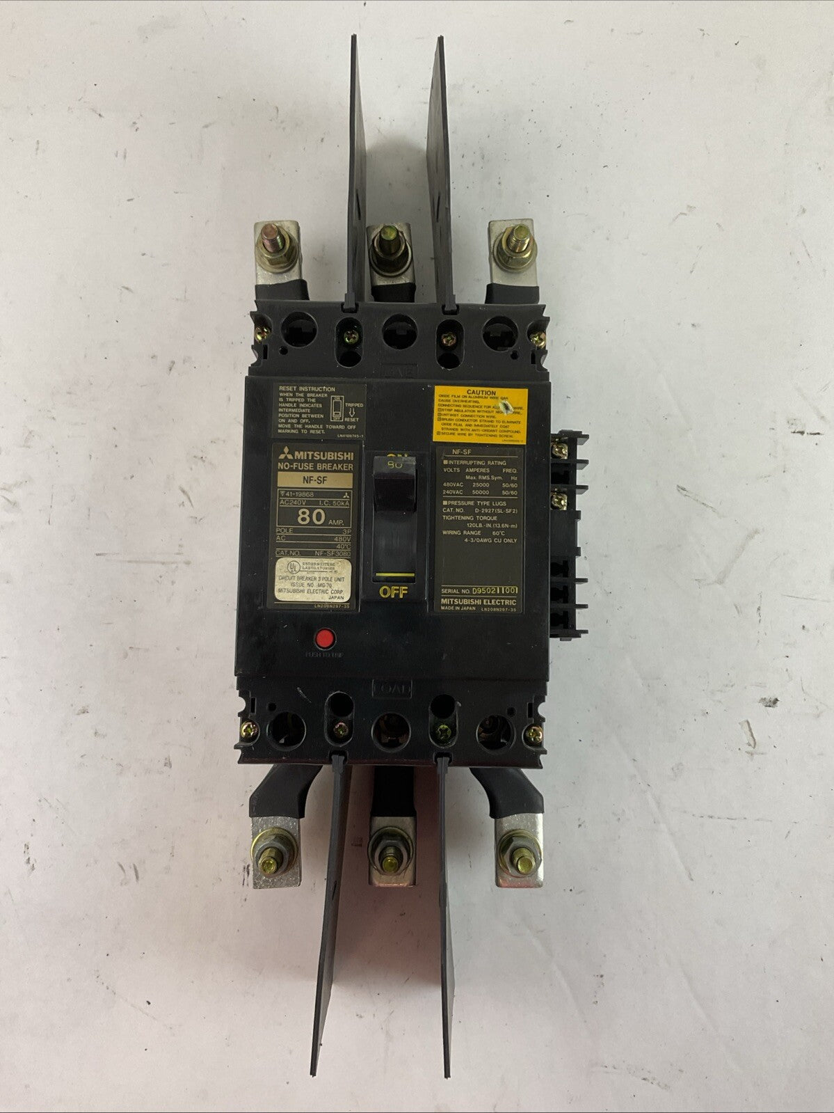 MITSUBISHI NF-NF3080 NO-FUSE BREAKER 480VAC 80AMP 3POLE0