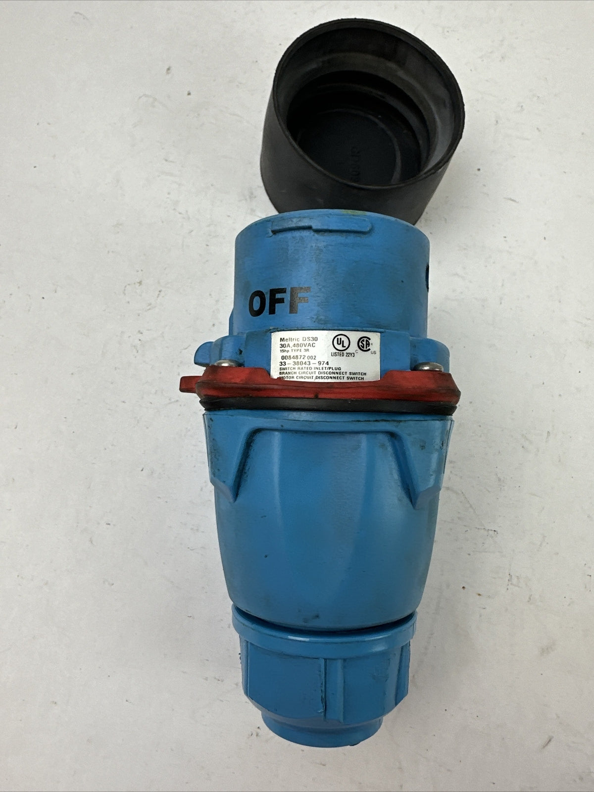 MELTRIC DS30 30A 480VAC 15HP TYPE 3R 33-38043-974 SWITCH RATED INLET/PLUG9