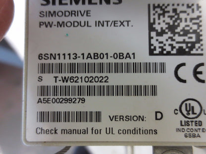 SIEMENS 6SN1113-1AB01-0BA1 SIMODRIVE PW-MODUL INT/EXT - PULSED RESISTOR MODULE1