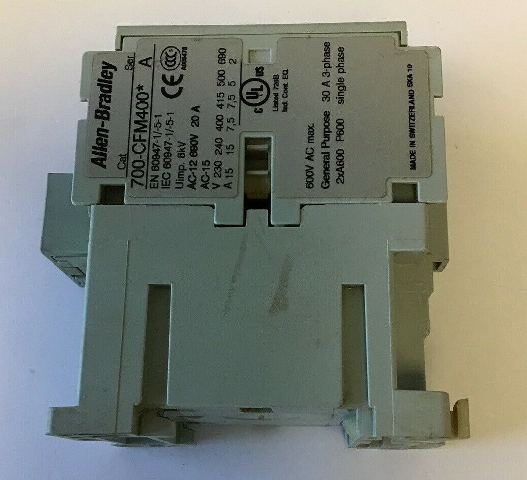ALLEN BRADLEY 700-CFM400* SER. A  CONTACTOR CONTROL RELAY 600VAC 20A 2