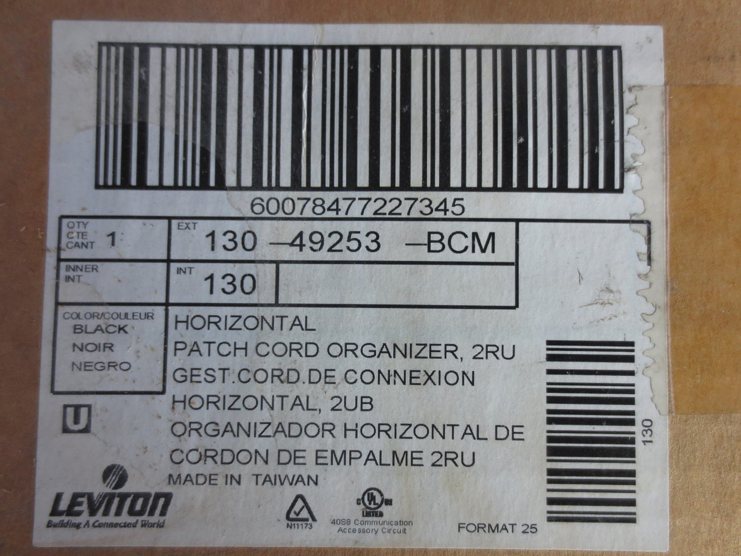 LEVITON 130-49253-BCM / 49253-BCM HORIZONTAL PATCH CORD ORGANIZER - NEW SURPLUS1