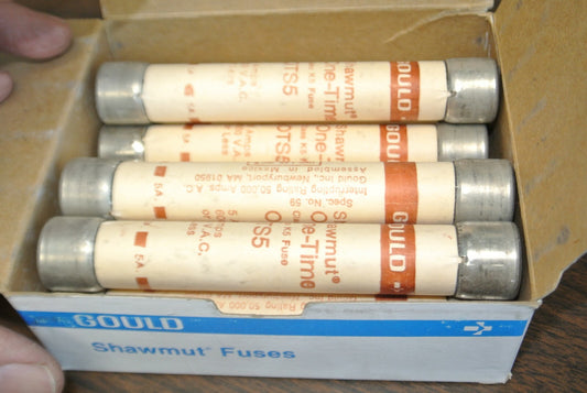 LOT of 8 / GOULD SHAWMUT OTS5 / ONE-TIME FUSE / 5A / 600V / NEW SURPLUS0