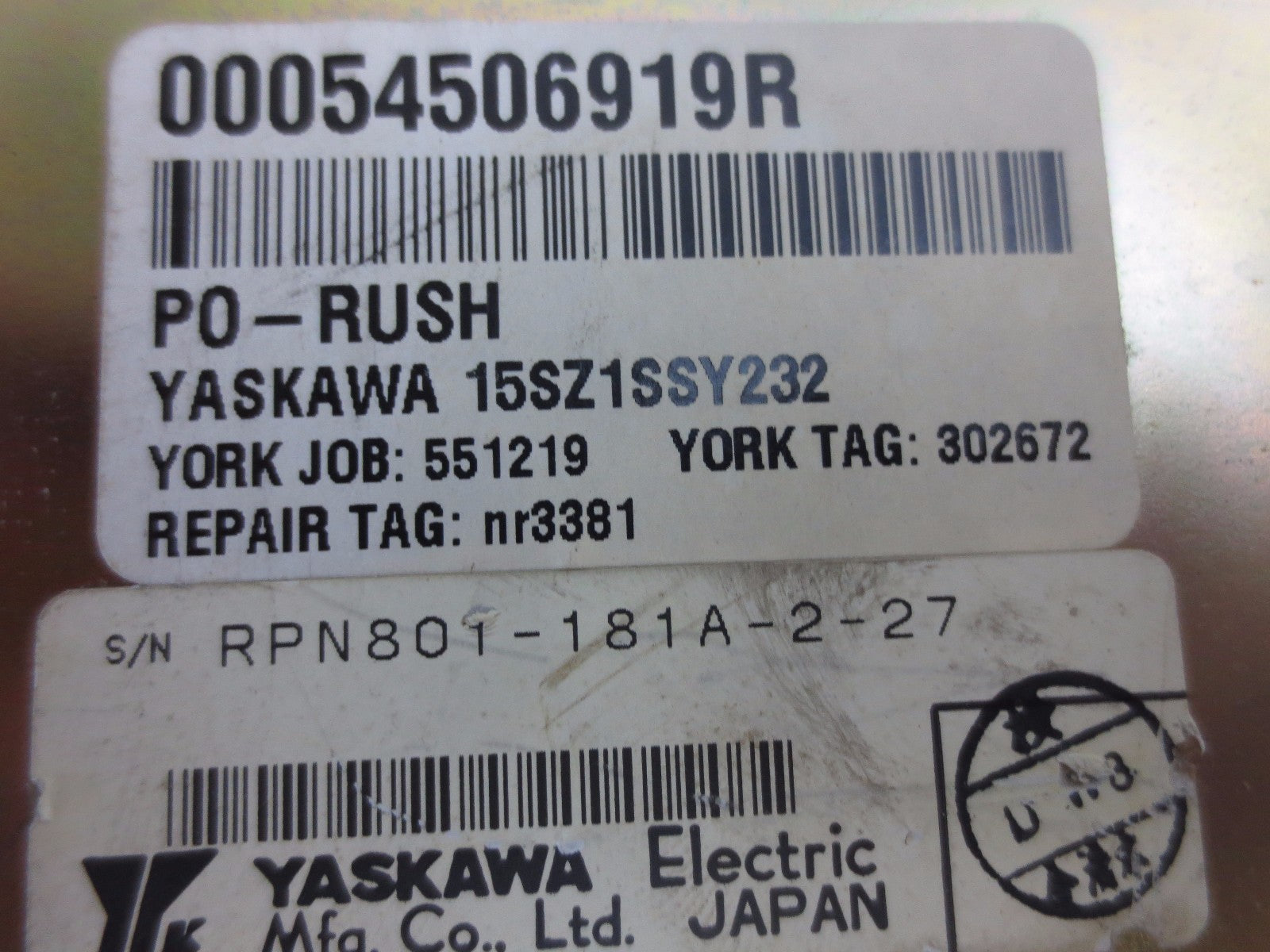 YASKAWA CACR-SR 15SZ1SSY232 SERVOPACK / SERVO CONTROLLER 10