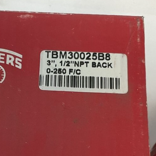 WINTERS TBM30025B8 THERMOMETER 3", 1/2" NPT 0-250F/C2