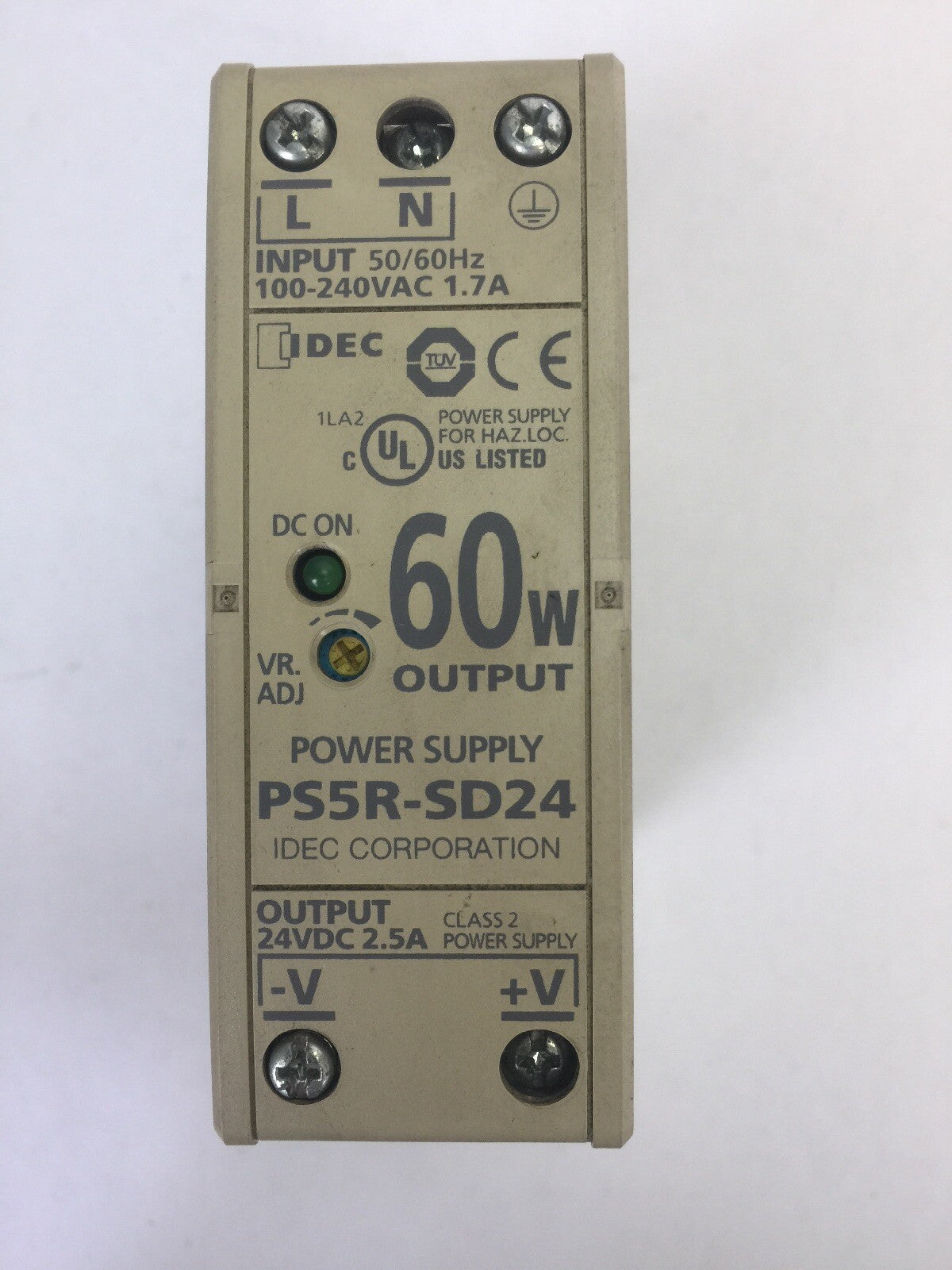 IDEC PS5R-SD24 POWER SUPPLY INPUT 100-240VAC 1.7A OUTPUT 24VDC 2.5A 60W0