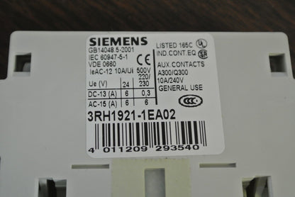 SIEMENS 3RH1921-1EA02 - AUXILIARY SWITCH BLOCK / AUXILIARY CONTACT - NEW SURPLUS1