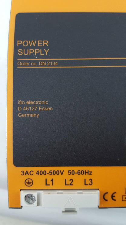 IFM DN2134 POWER SUPPLY 3AC 400-500V 1.7A/PHASE OUTPUT 24-28 VDC 600W 20A1