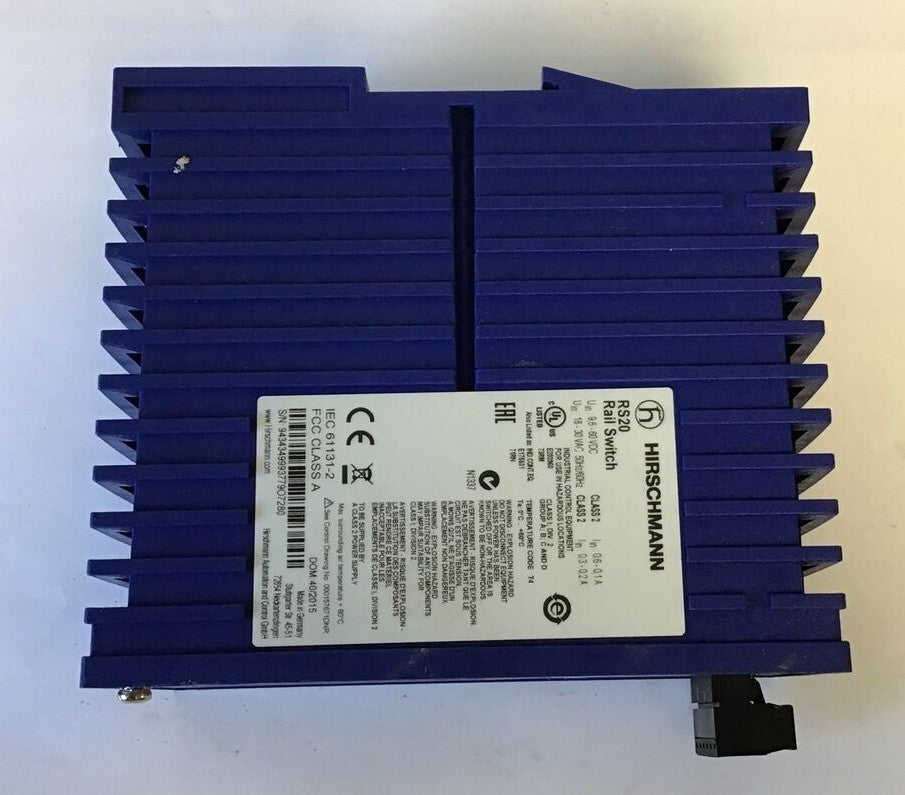 HIRSCHMANN RS20-0800T1T1SDAUHH ETHERNET RAIL SWITCH 8PORT 60VDC 30VAC 50HZ/60HZ5