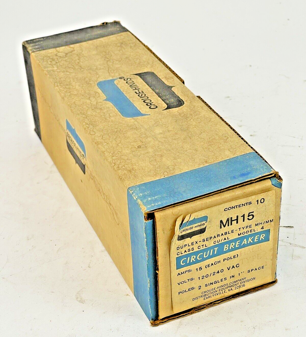 CROUSE-HINDS *BOX OF 10 PAIRS* - MH15 - 1 POLE, 15 A, 240 VAC CIRCUIT BREAKER0