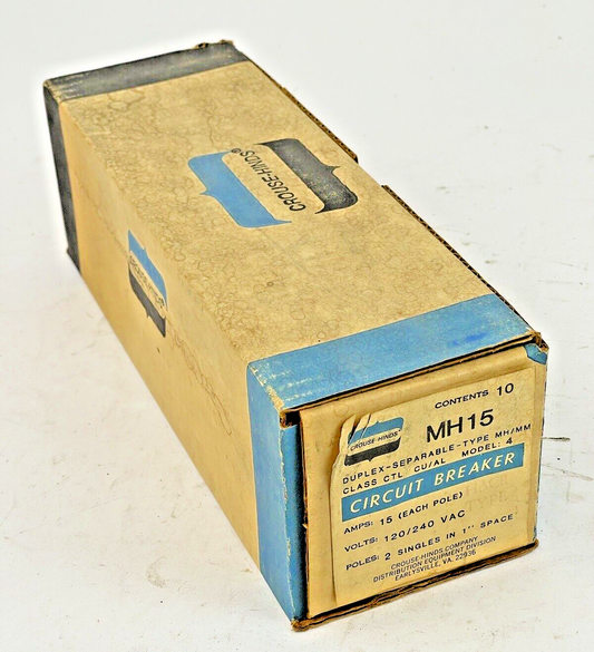 CROUSE-HINDS *BOX OF 10 PAIRS* - MH15 - 1 POLE, 15 A, 240 VAC CIRCUIT BREAKER0