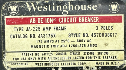 ITE JA3175X CIRCUIT BREAKER 175A 3POLE 600VAC1