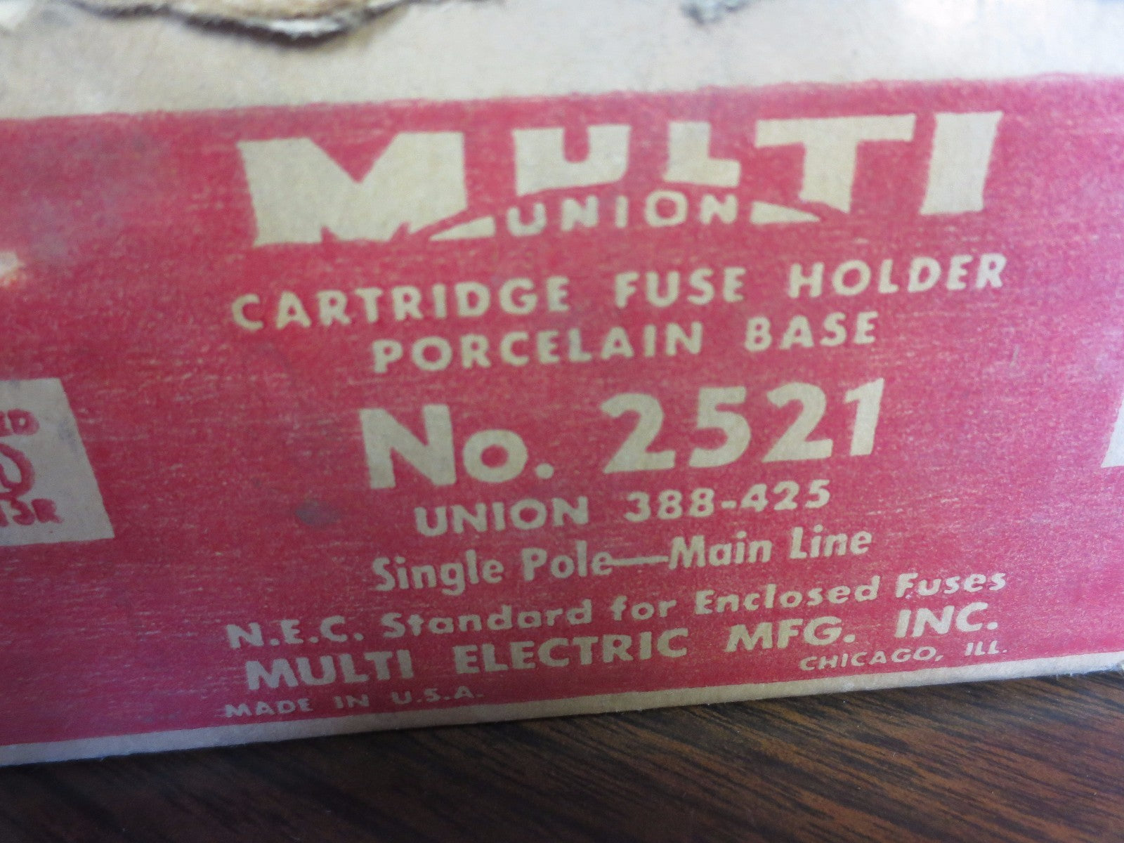 MULTI-UNION 2521 CARTRIDGE FUSE HOLDER, PORCELAIN BASE 388-425 31-60A, 600V 2pcs1