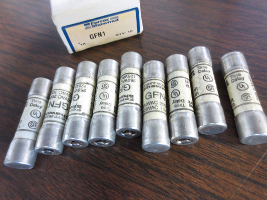 LOT of 9 / FERRAZ-SHAWMUT GFN1 FUSES / 1A / 250V / NEW SURPLUS0