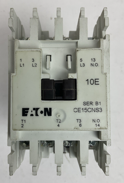 EATON CE15CNS3 SER B1 600VAC 12A 3PH 10HP CONTACTOR 120V 60HZ 110V 50HZ COIL0