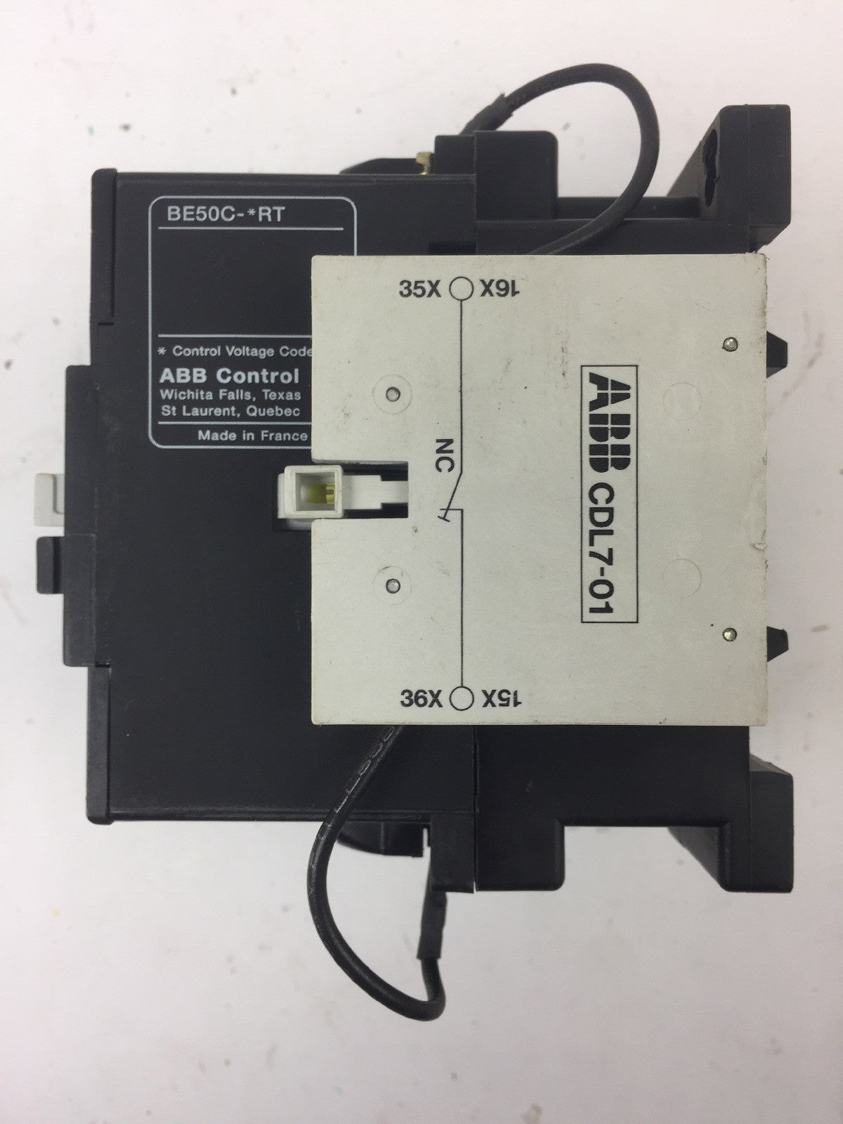 ABB BE50 CONTACTOR 600V 65A 3 POLE COIL 24VDC WITH CA L7 & CD L7 AUXILIARY CONTA6