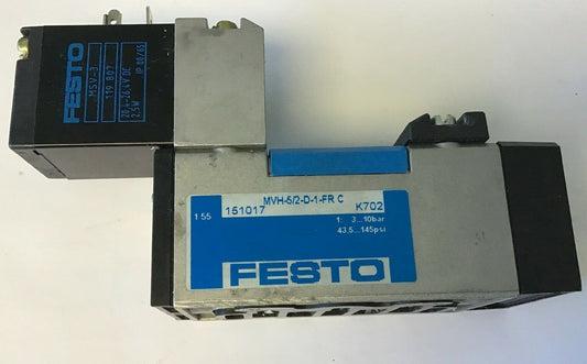 FESTO MVH-5/2-D-1-FR-C SOLENIOD VALVE W/FESTO MSV-3 20,4-26,4VDC 2,5W0