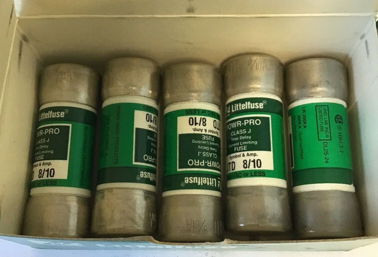 LITTLEFUSE JTD 8/10 POWR-GARD FUSE 8/10A 600VAC CLASS J TIME DELAY ***LOTOF5***6