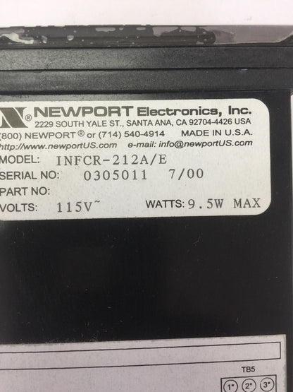 NEWPORT ELECTRONICS INFCR-212A/E TEMPERATURE CONTROLLER 115VAC 9.5W2