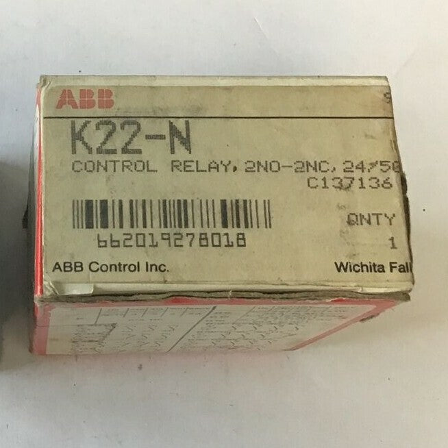 ABB K22-N CONTROL RELAY 2N0-2NC 24V 60/50HZ K22E1