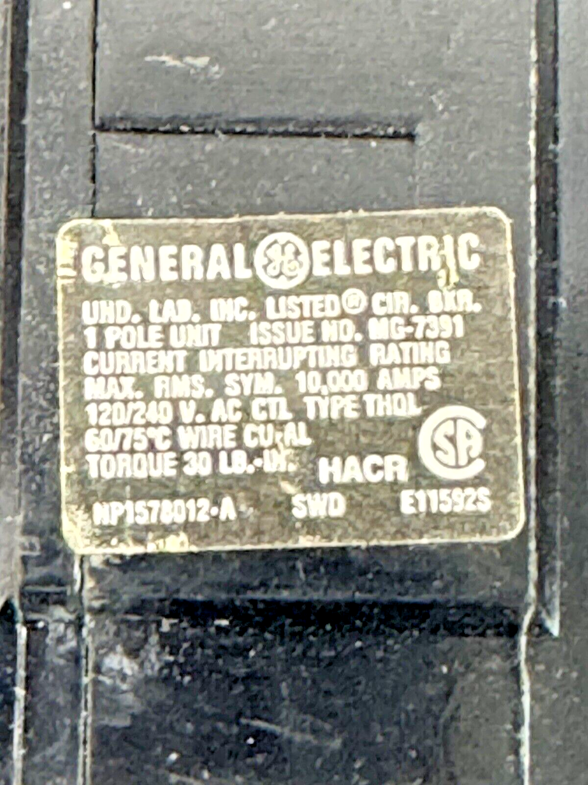 GE *LOT OF 3* - THQL1120 - CIRCUIT BREAKERS - 1 POLE, 20 A, 240 VAC, TYPE THQL3