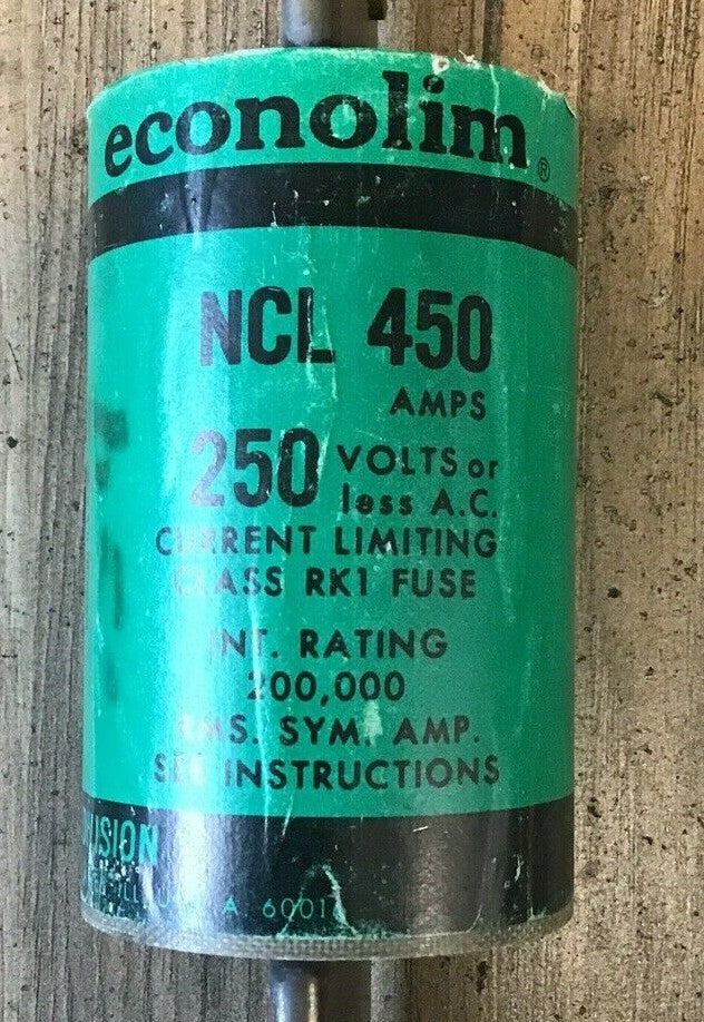 FEDERAL PACIFIC NCL450 ECONOLIM FUSE 450A 250VAC RK1 CURRENT LIMITING**LOTOF3**2