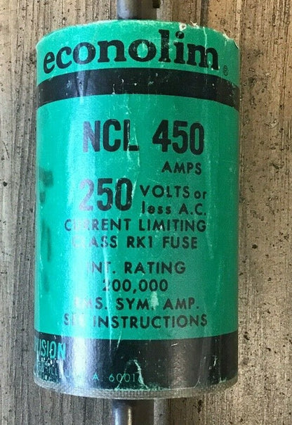 FEDERAL PACIFIC NCL450 ECONOLIM FUSE 450A 250VAC RK1 CURRENT LIMITING**LOTOF3**2