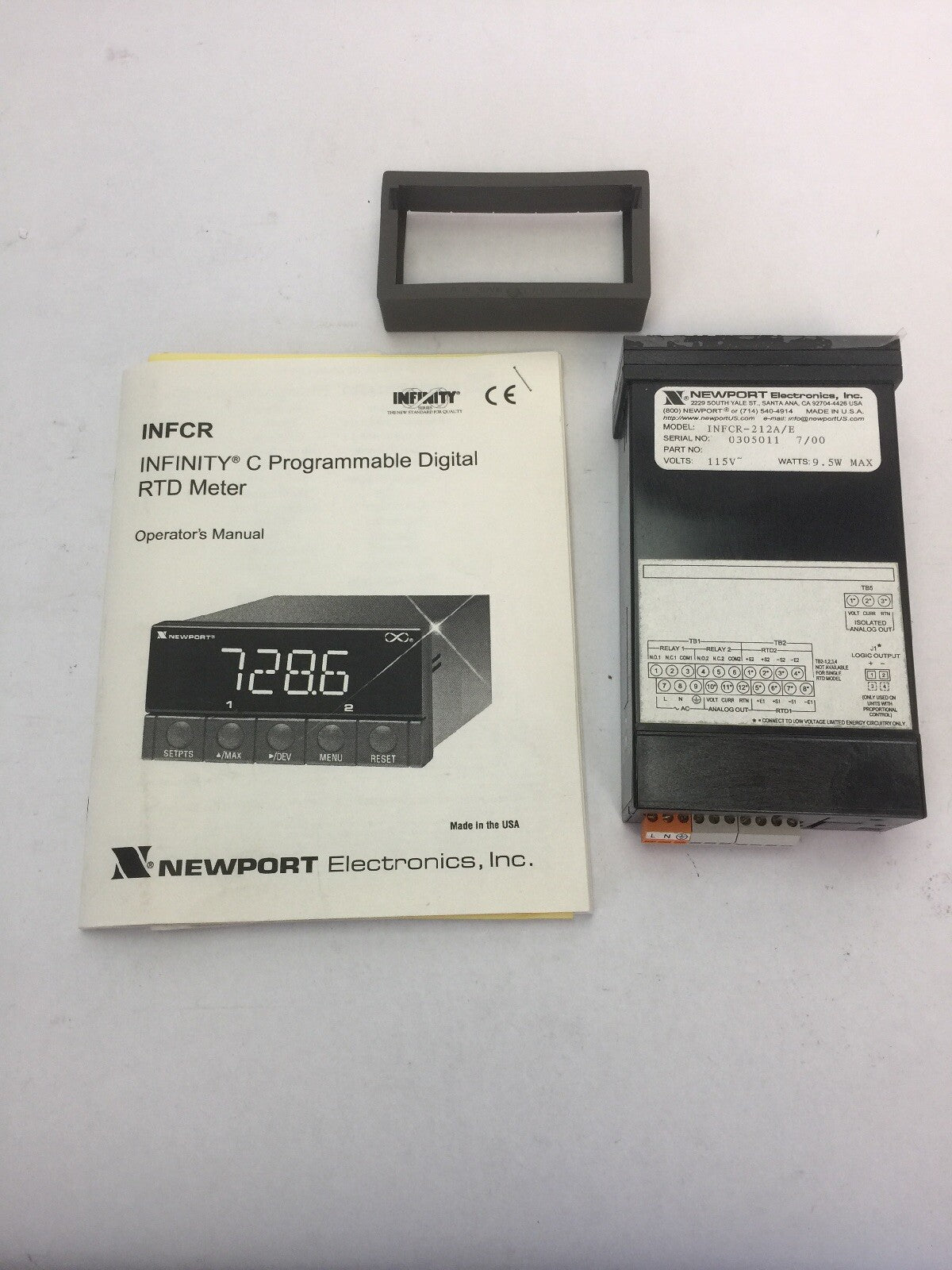 NEWPORT ELECTRONICS INFCR-212A/E TEMPERATURE CONTROLLER 115VAC 9.5W0