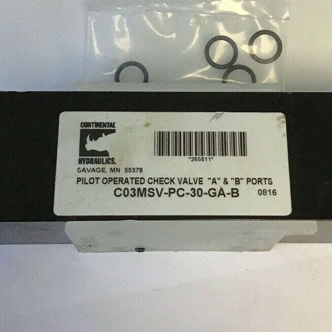 CONTINENTAL HYDRAULICS PILOTOPERATED CHECK VALVE C03MSV-PC-30-GA-B1