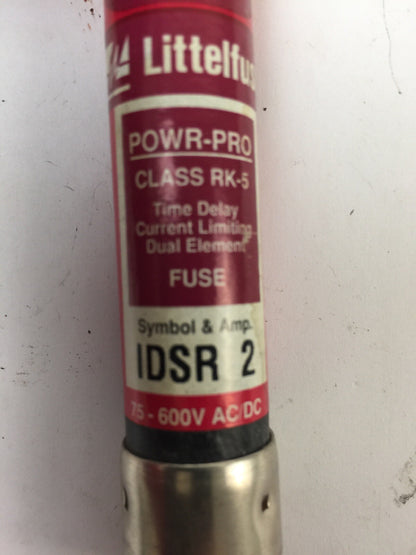 LITTELFUSE IDSR 2 POWR-PRO CLASS RK-5 FUSE 2AMP 75-600V AC/DC (LOT OF 5)5