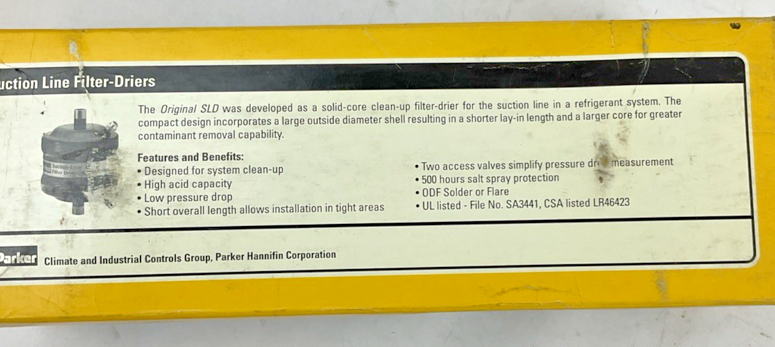 PARKER SLD-54-11SV-HH SUCTION LINE FILTER-DRIER 1-3/8 ODF SOLDER 355PSIG1