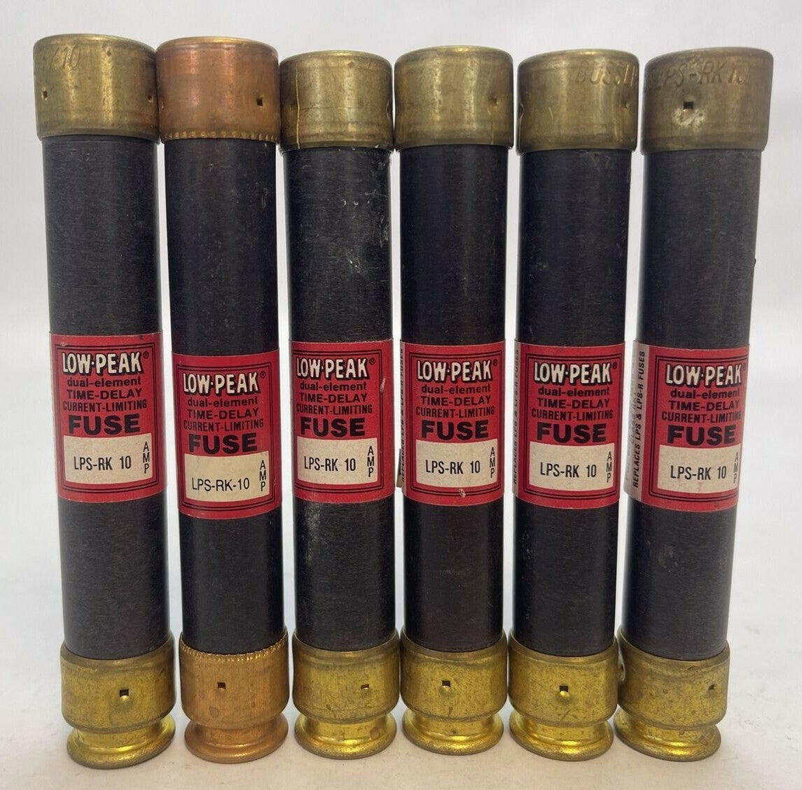 BUSSMANN LPS-RK 10 LOW-PEAK DUAL ELEMENT TIME-DELAY FUSE 10AMP 600VAC (LOT OF 6)0
