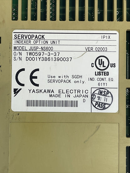 YASKAWA SGDH-01AE SERVOPACK OUTPUT 0-230VAC 3PH 0.91A INPUT 200-230VAC 2A 1PH2