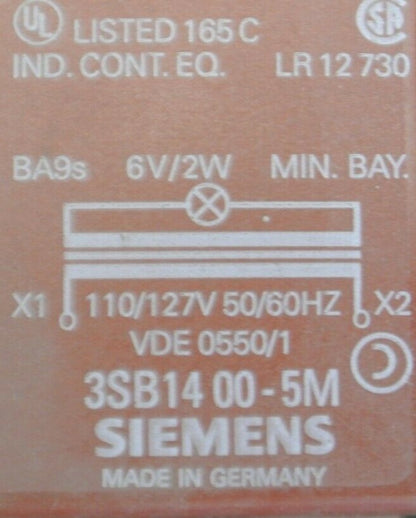 SIEMENS P30KLRT1 / PILOT LIGHT TRANSFORMER TYPE / 120V / RED / "RUN" NEW SURPLUS3