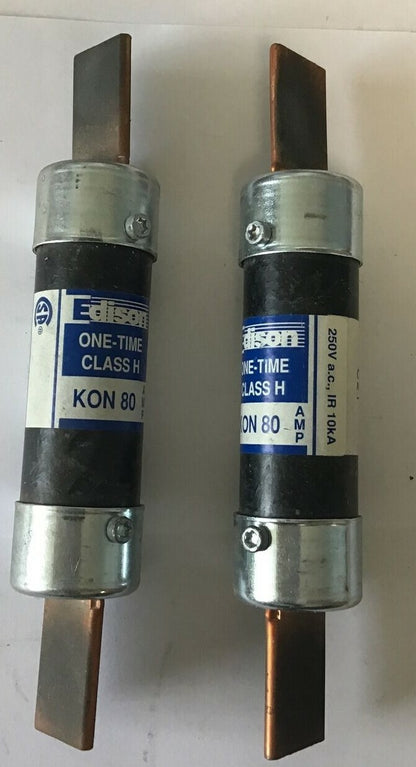 EDISON KON 80 FUSE CLASS H 80AMP 250V ONE TIME  ****LOTOF2****0
