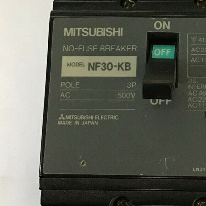 MITSUBISHI NF30-KB 30AMP NO-FUSE  CIRCUIT BREAKER 500VAC 3POLE1