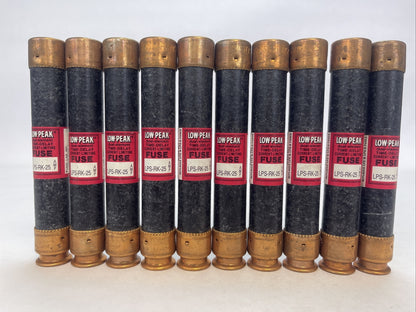 BUSSMANN LPS-RK-25 LOW-PEAK CLASS RK1 TIME DELAY FUSE 25AMP 600VAC (LOT OF 10)0