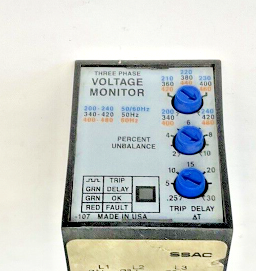 SSAC PLMU11 VOLTAGE MONITOR RELAY 480VAC 50/60HZ0